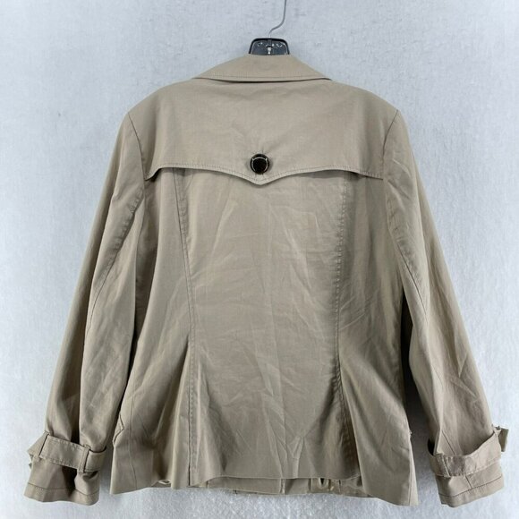Willi Smith Trench Coat Women's Sz M Beige 4-Button Double-Breasted Stretch - Picture 2 of 10
